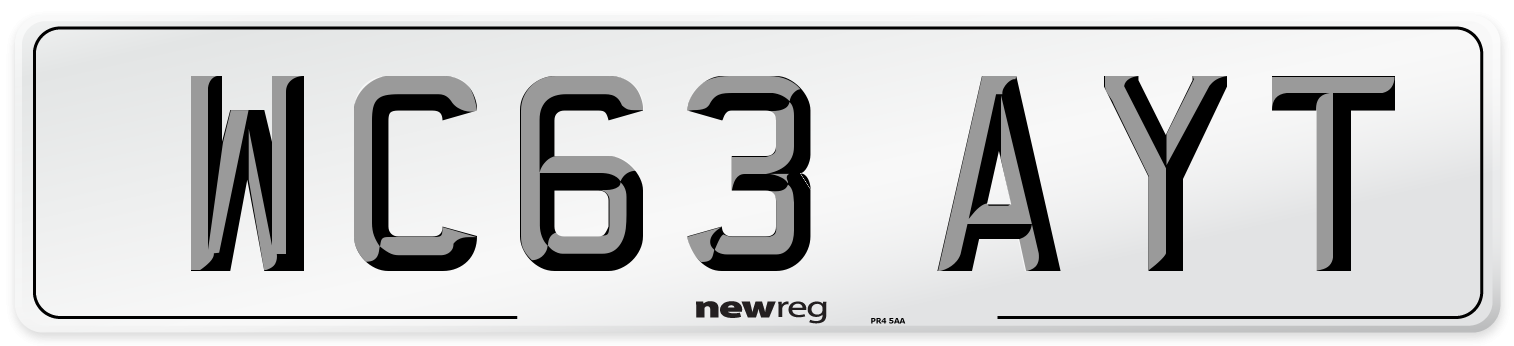 WC63 AYT Number Plate from New Reg